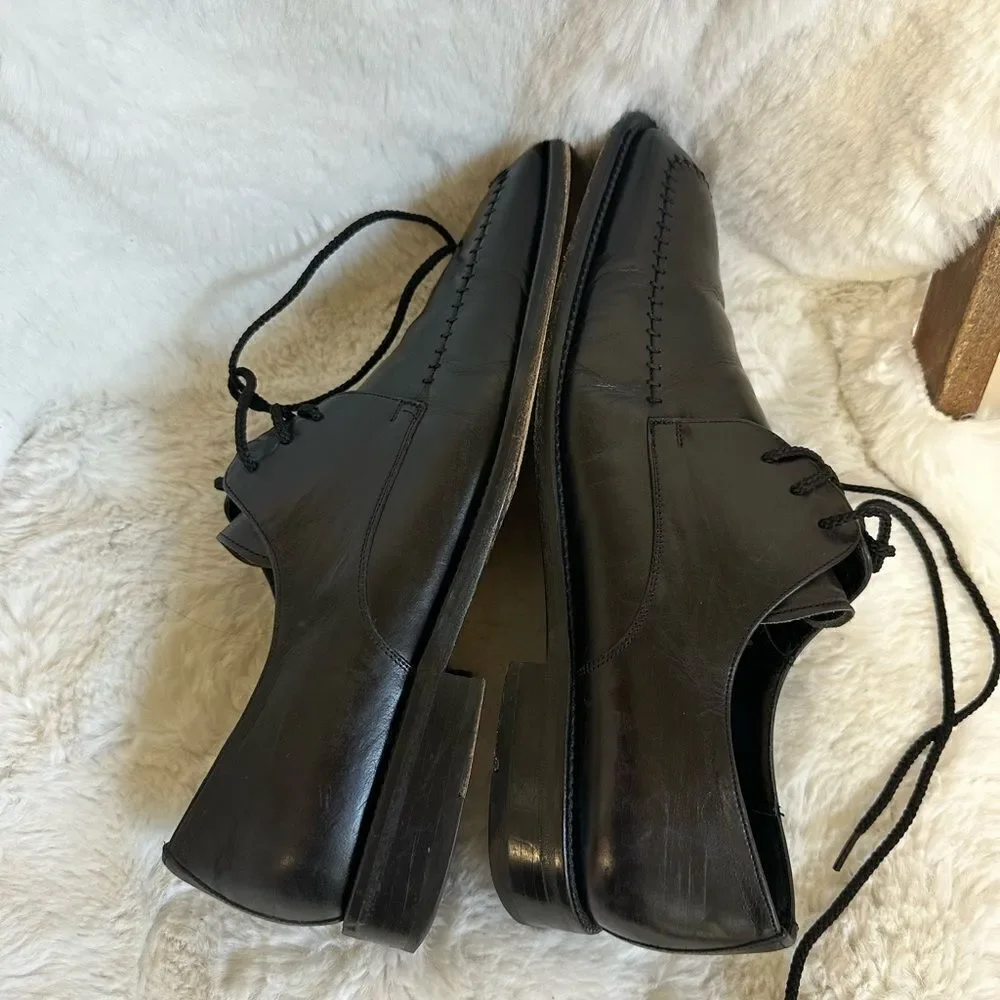 VTG Mezlan Black Lace Up Square Toe Classic Leather Oxford Dress Shoe Size 10M